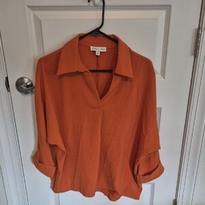 She + Sky Vibrant Orange Blouse